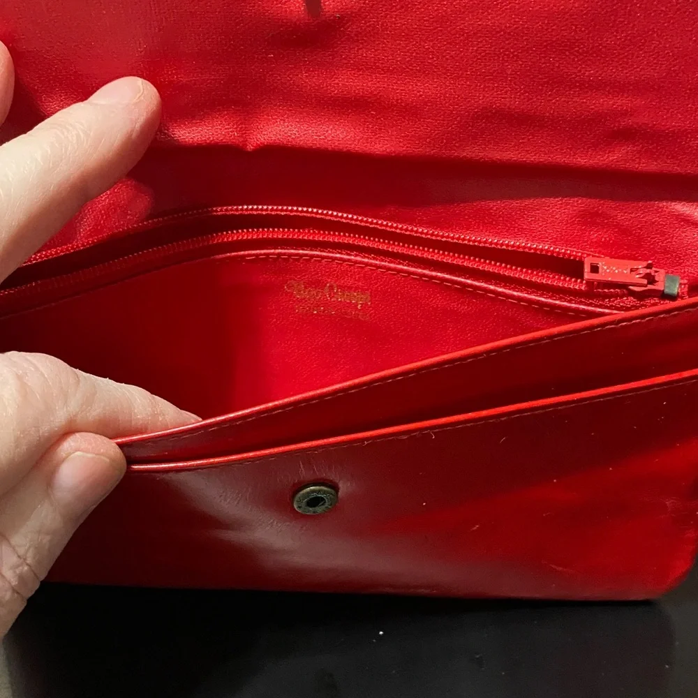 Red vintage Ugo Crespi Leather Clutch wallet